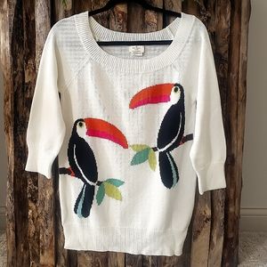 Kate spade off-white toucan sweater 3/4 sleeve. New, no tags, never worn